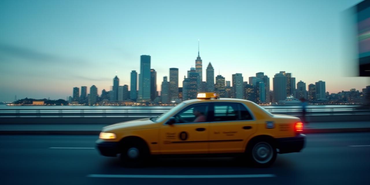 Sydney skyline with a Sydney Metro Taxi in foreground